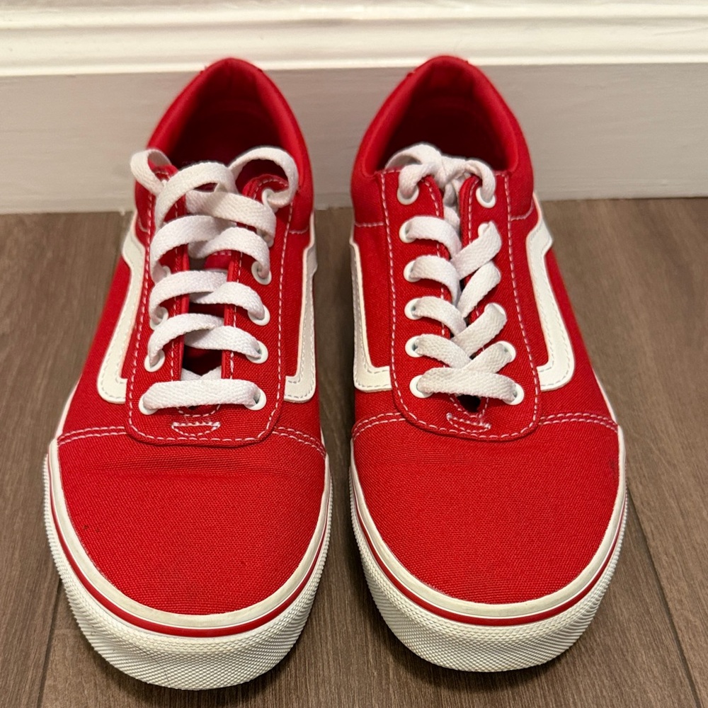 Vans, Red Canvas Sneakers youth size 4